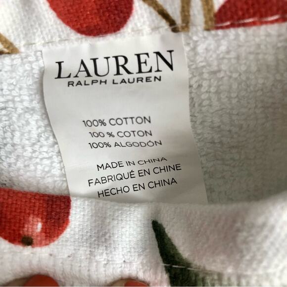 Ralph Lauren set of Two Kitchen Towels White Red Cherry Print 100% Cotton NWT - Picture 4 of 7